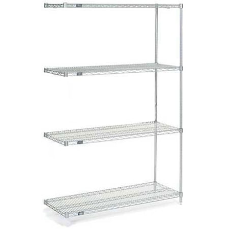Nexel Nexelate Wire Shelving Add-On, Silver Epoxy, 72W x 24D x 86H A24728EP